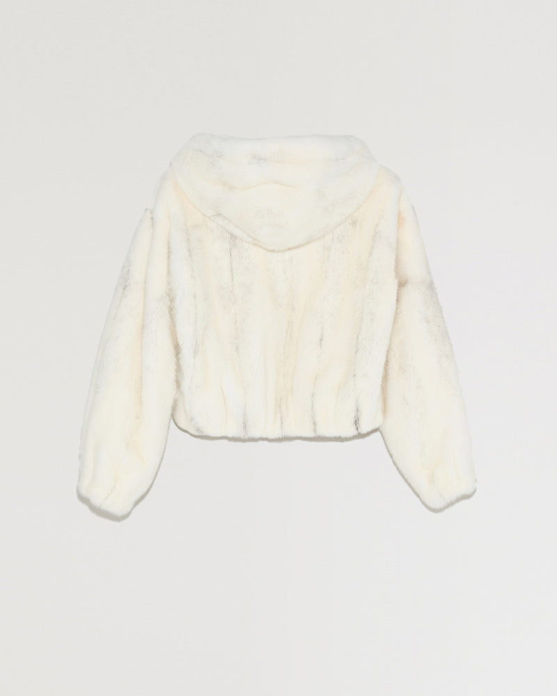 Short hooded mink jacket