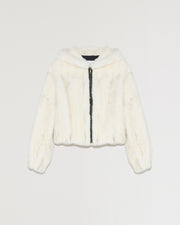 Short hooded mink jacket