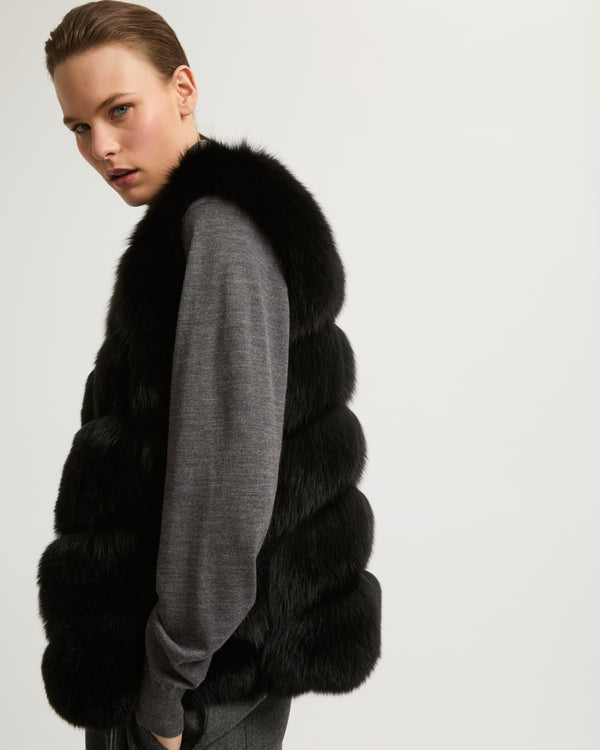 Fox fur gilet - black - Yves Salomon