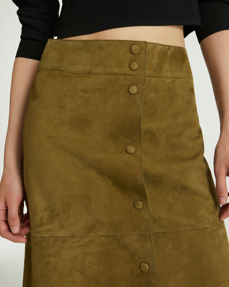 Double-sided velour lamb leather skirt