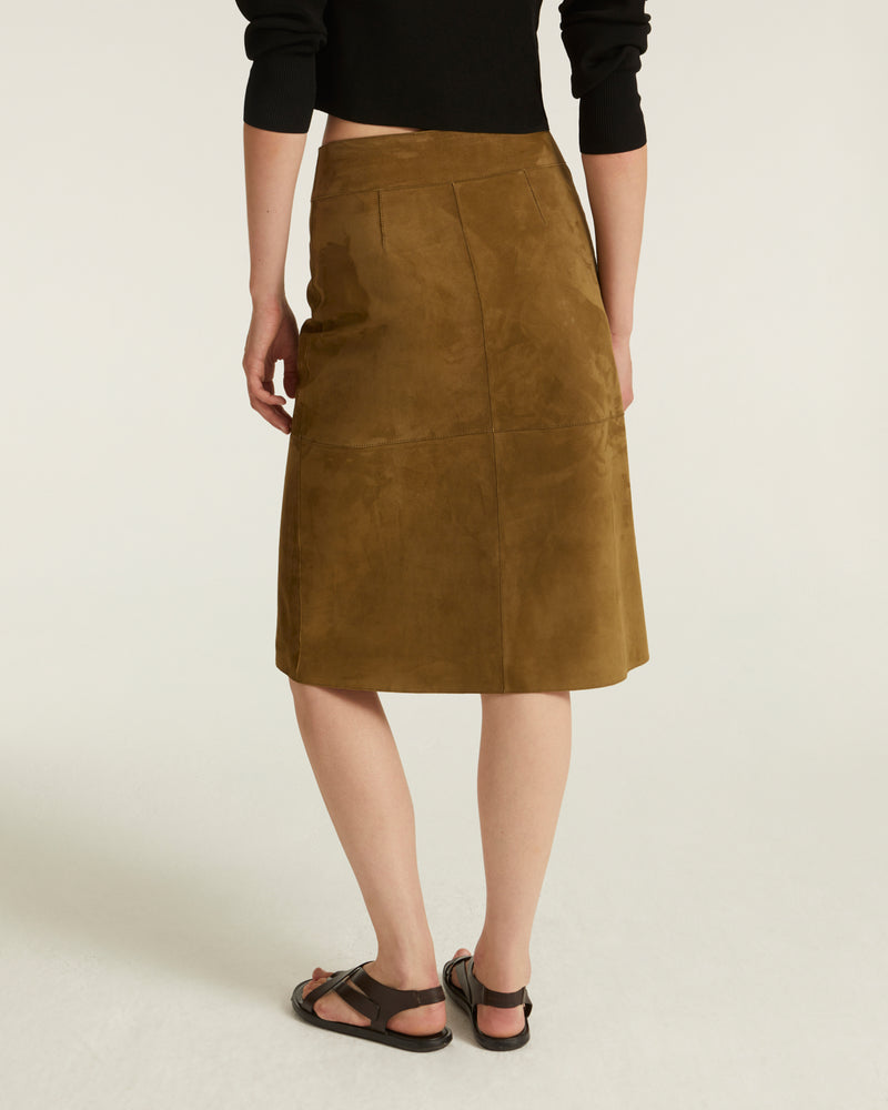 Double-sided velour lamb leather skirt