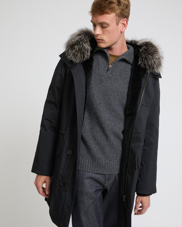 Iconic Cotton Blend And Fur Parka - black - Yves Salomon