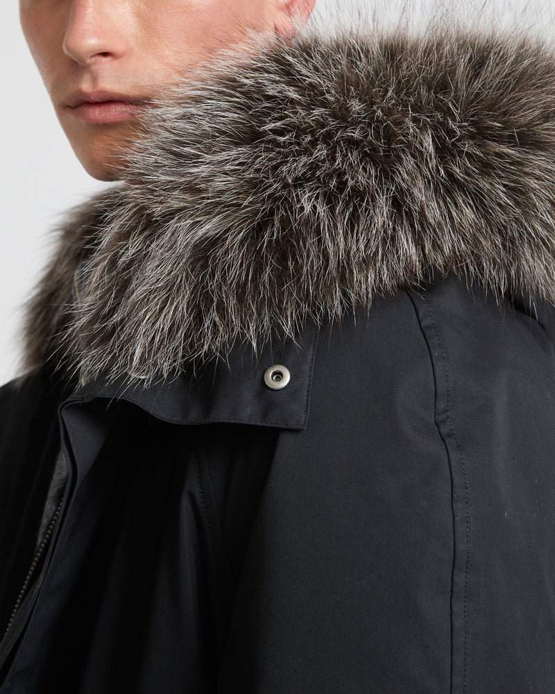 Iconic parka in technical cotton with fox and rabbit fur