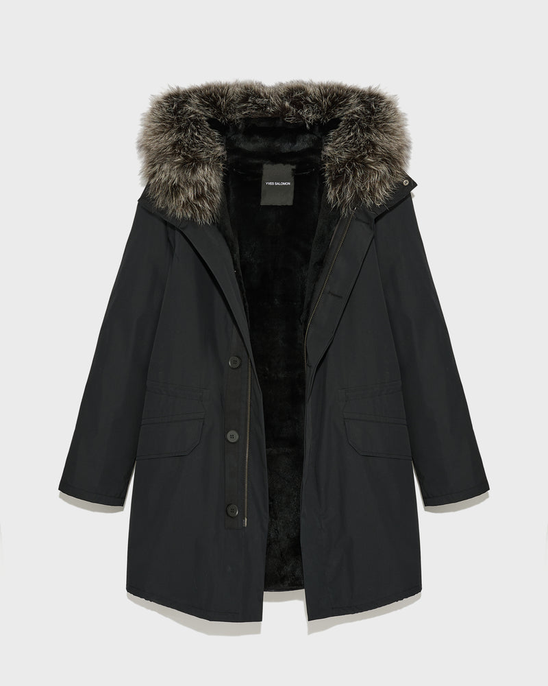 Iconic parka in technical cotton with fox and rabbit fur