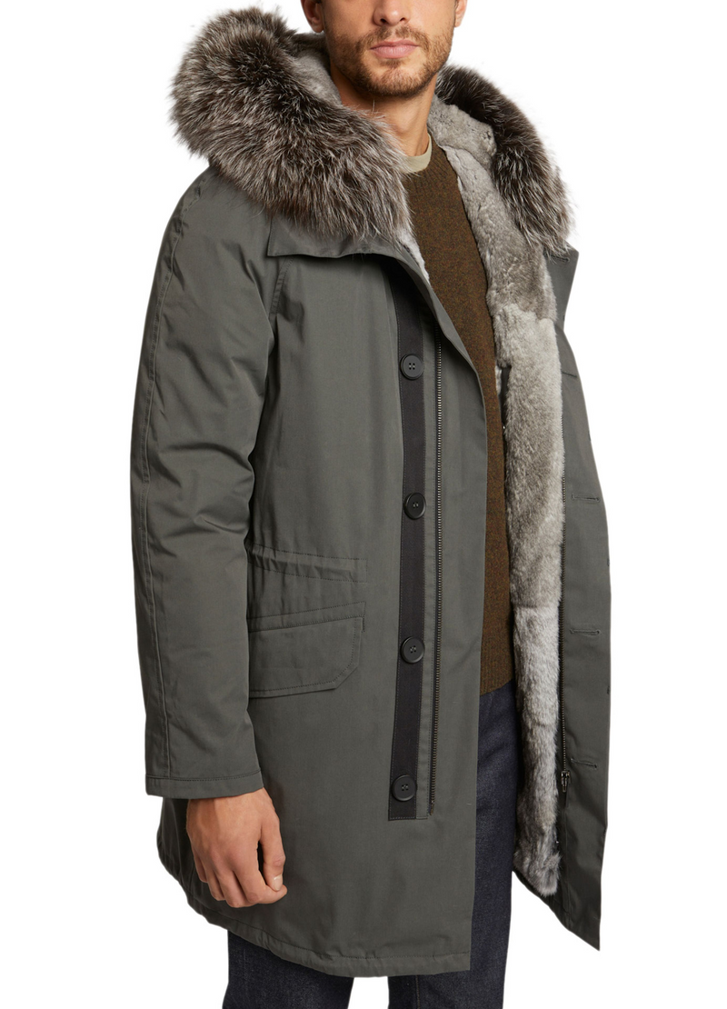 Iconic Cotton Blend And Fur Parka