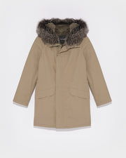 Iconic parka in technical cotton with fox and rabbit fur