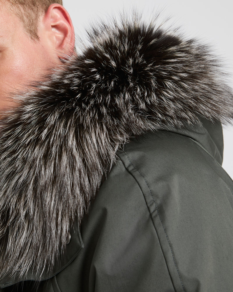 Iconic parka in technical cotton with fox and rabbit fur