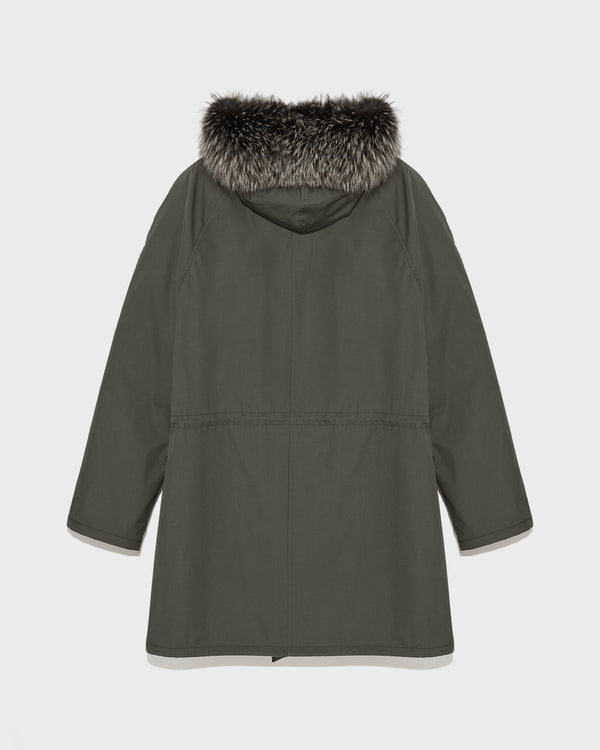 Iconic parka in technical cotton with fox and rabbit fur