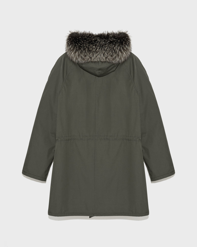 Iconic parka in technical cotton with fox and rabbit fur