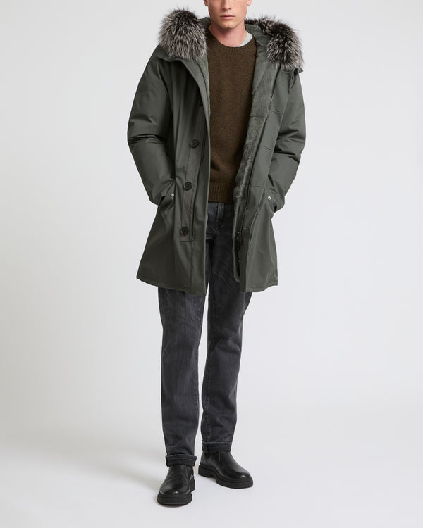 Iconic parka in technical cotton with fox and rabbit fur