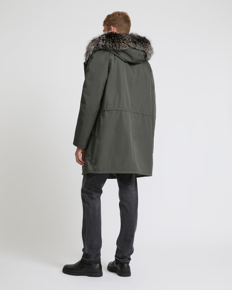 Iconic parka in technical cotton with fox and rabbit fur