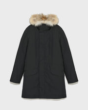 Long Iconic parka in technical cotton with coyote and rabbit fur