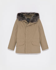 Short Iconic Parka In waterproof Cotton Blend with Fox Fur and Rabbit Fur