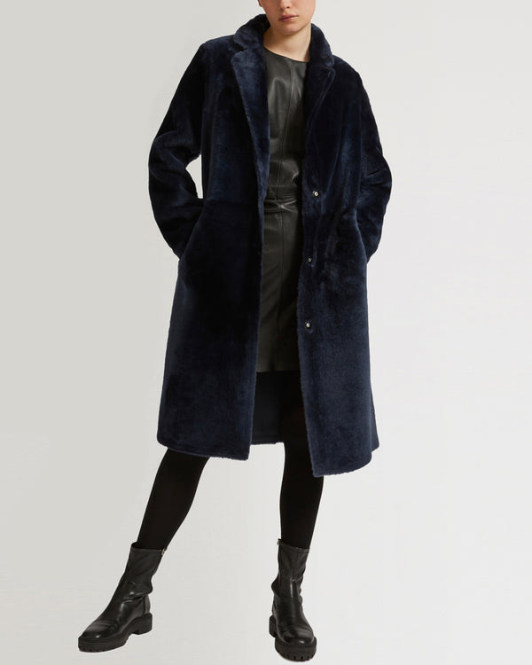 Reversible merino lambskin coat