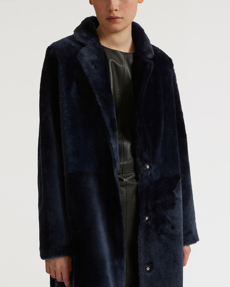 Reversible merino lambskin coat