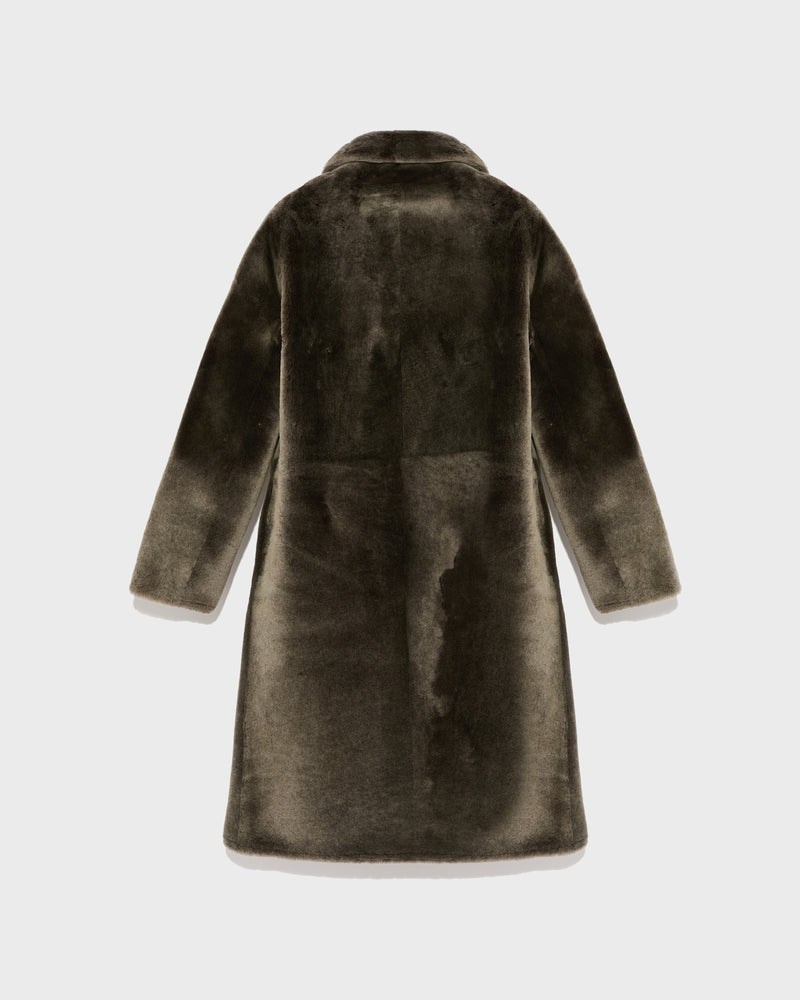 Reversible merino lambskin coat - grey - Yves Salomon