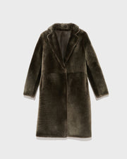 Reversible merino shearling coat