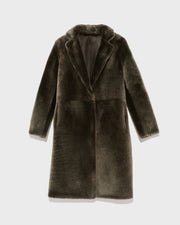 Reversible merino shearling coat