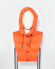 Padded hood bib in water-repellent technical fabric