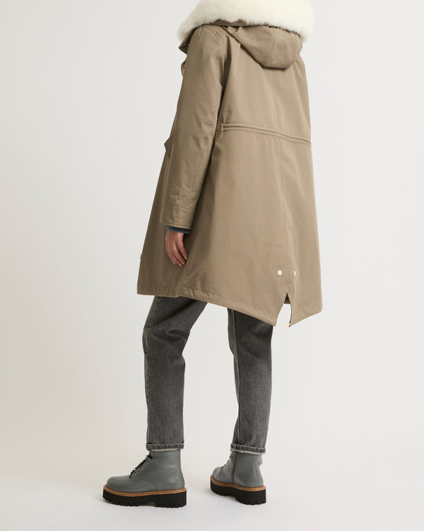 Long Iconic parka in waterproof cotton blend with fox and rabbit fur