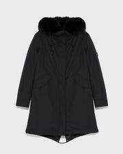 Long Iconic parka in waterproof cotton blend with fox and rabbit fur