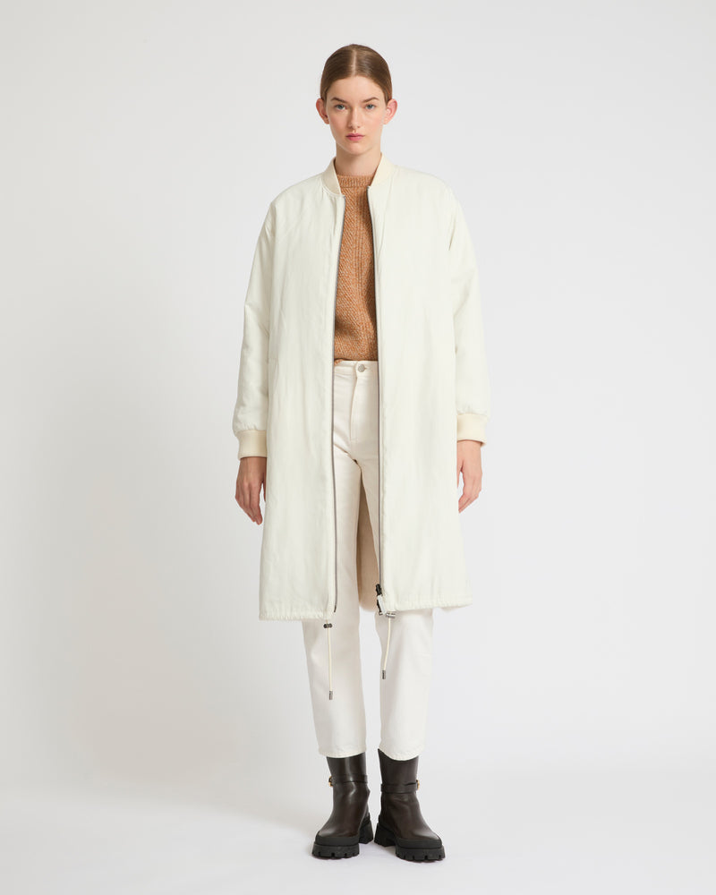 Reversible bomber jacket in water-repellent technical fabric and long-haired mink - white - Yves Salomon