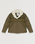 Convertible down jacket in cotton and shearling