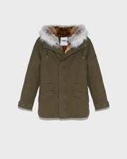 Short Iconic Parka In Cotton Gabardine And Fur