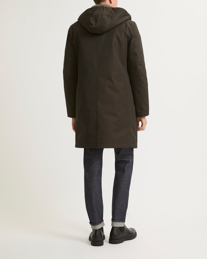 Hooded Coat In waterproof Gabardine And Mink fur