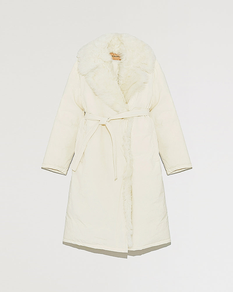 Long belted down jacket with shearling Toscana trim-Yves Salomon-Winter sale & boxing day