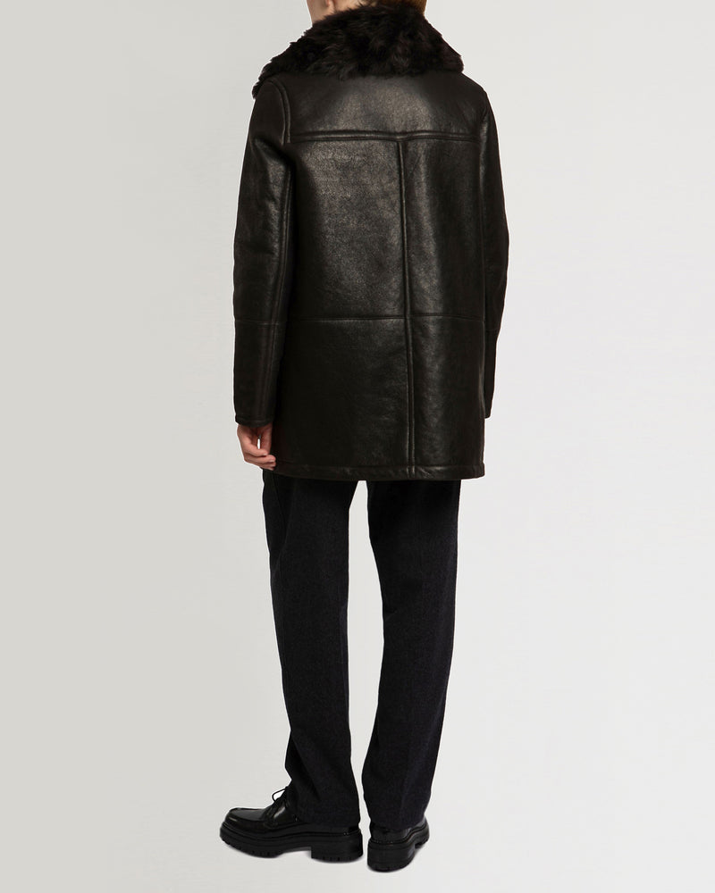 Merinillo lambskin coat with shawl collar