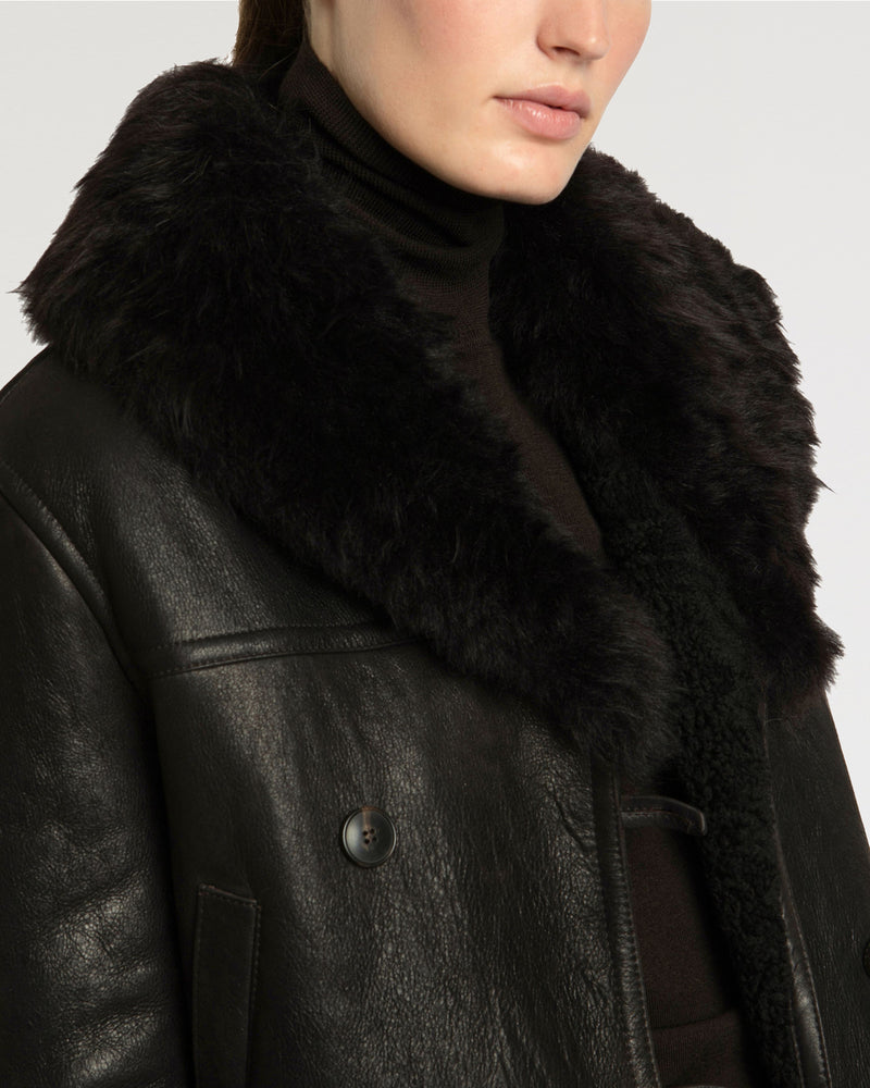 Merinillo lambskin coat with shawl collar