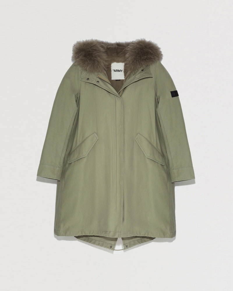 Long cotton parka with rabbit and fox fur-Yves Salomon-Winter sale & boxing day