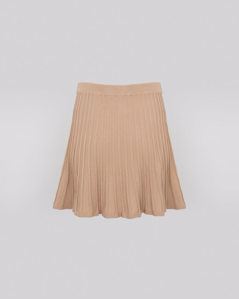 Short pleated knit skirt