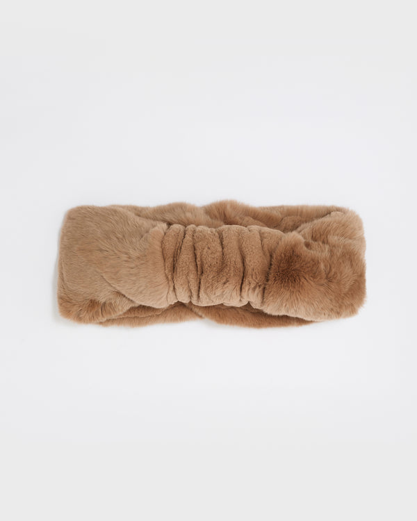 Rex rabbit fur headband - camel - Yves Salomon