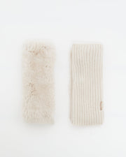 Cashmere and wool knit and rex fingerless gloves