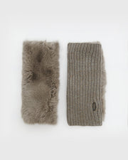 Cashmere and wool knit and rex fingerless gloves