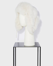 Ushanka in quilted technical fabric with fox fur