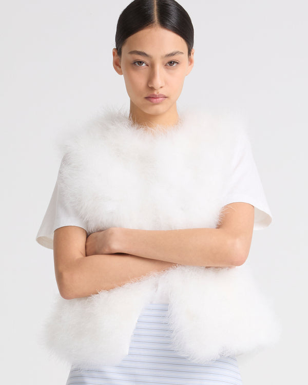 Cropped feather gilet - white - Yves Salomon