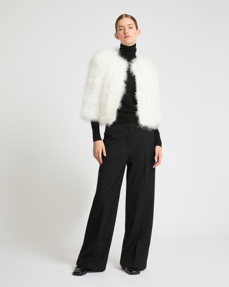 Cropped feather jacket - white - Yves Salomon