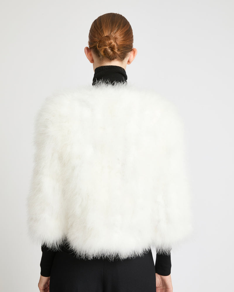 Cropped feather jacket - white - Yves Salomon