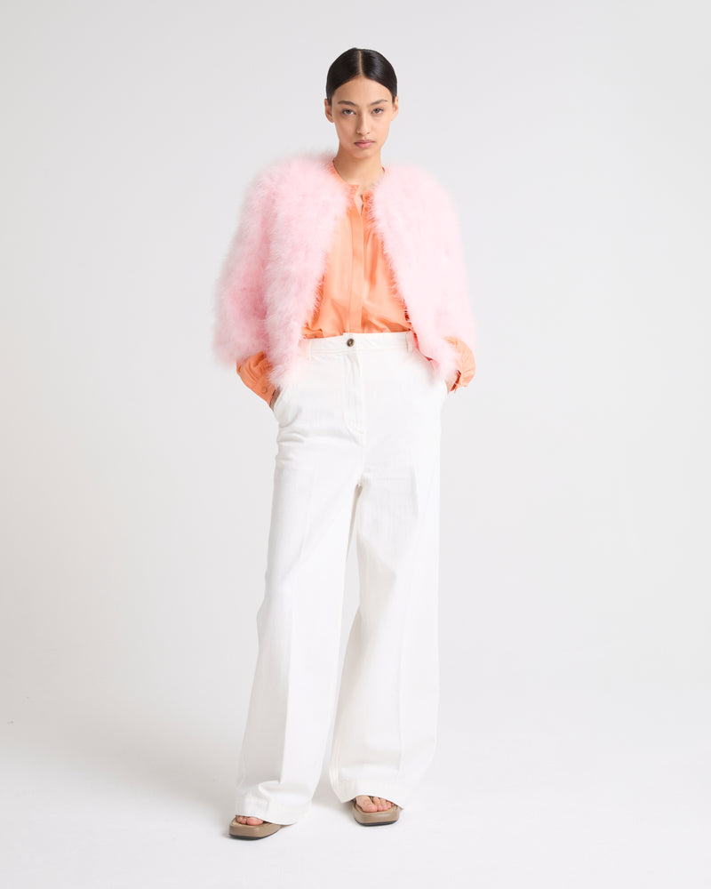 Cropped feather jacket - pink - Yves Salomon