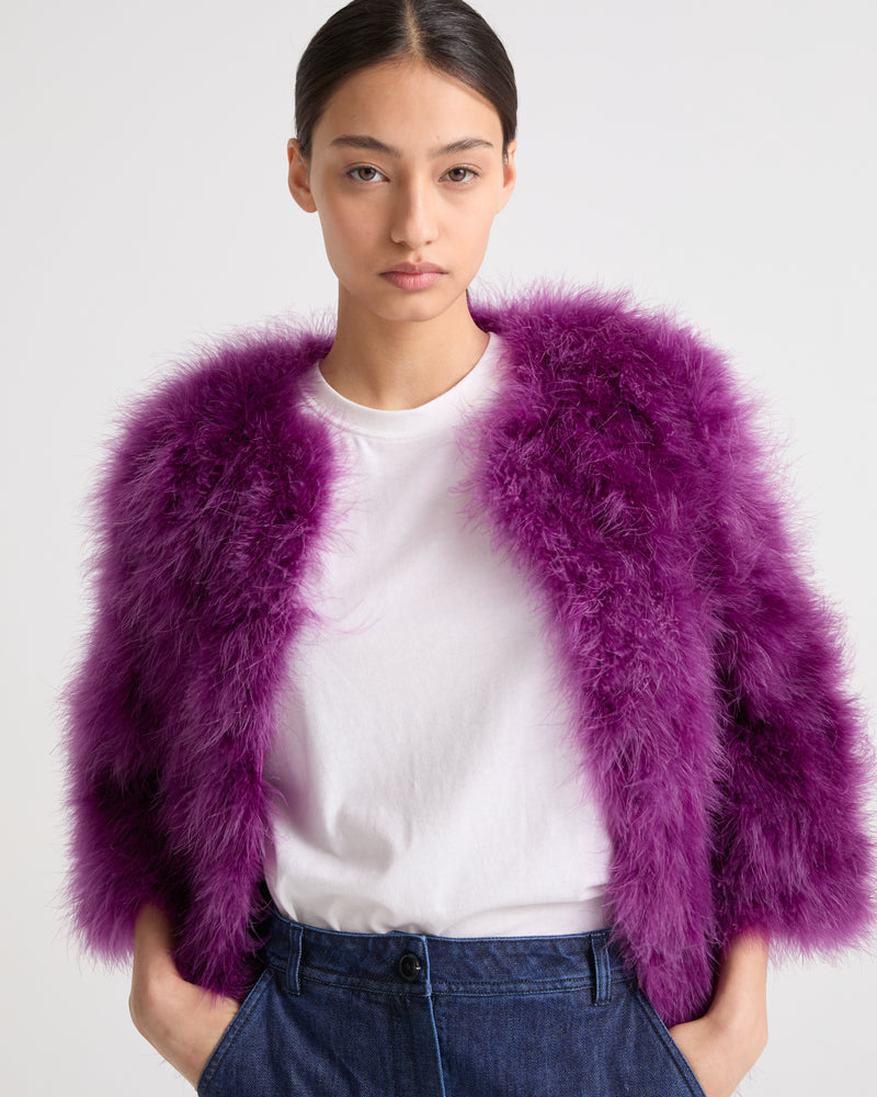 Cropped feather jacket - purple - Yves Salomon