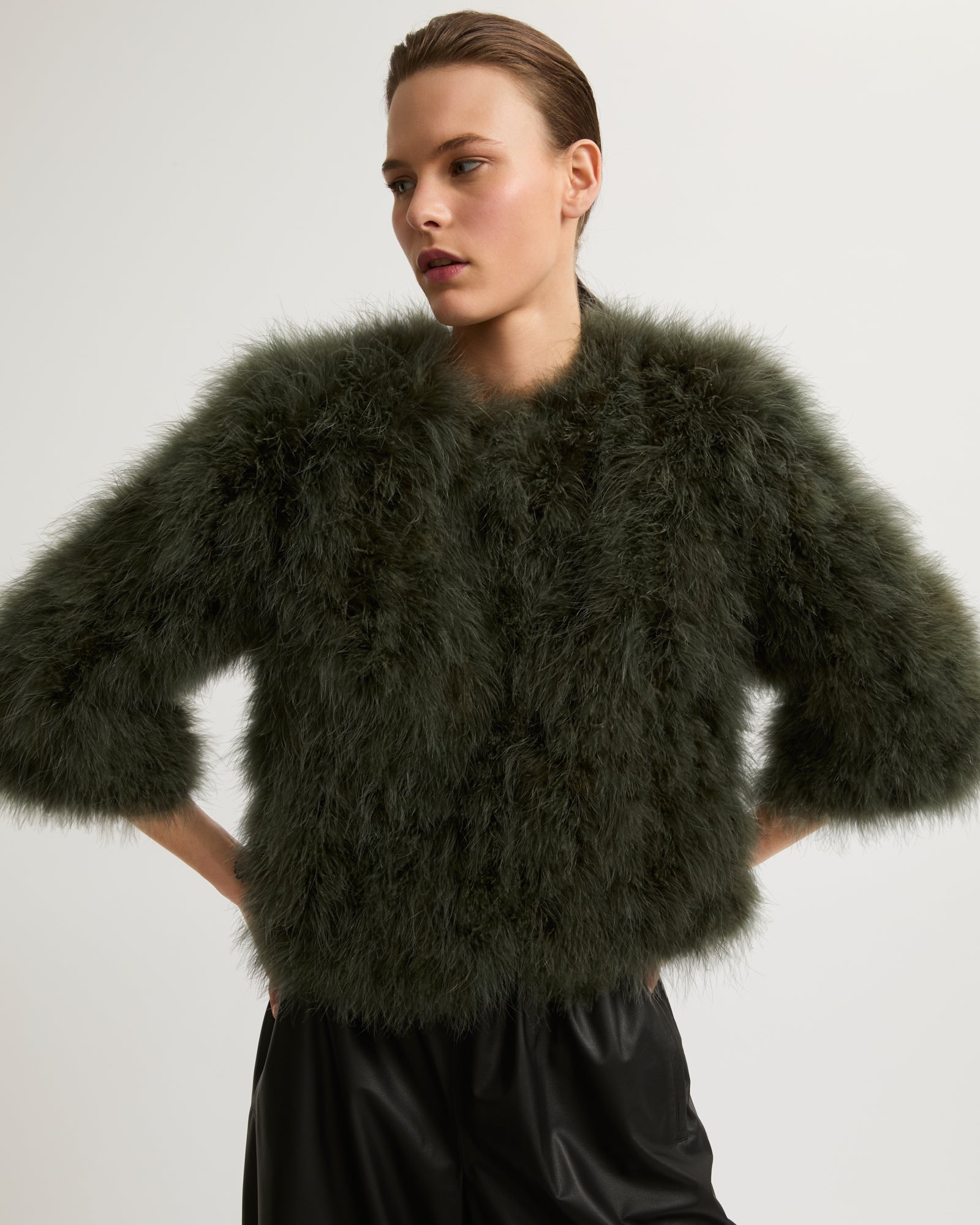 Feather fur jacket online