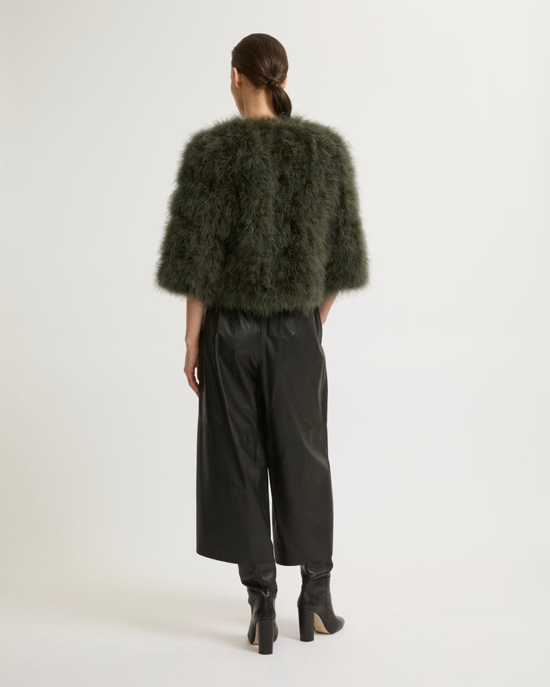 Cropped feather jacket - khaki - Yves Salomon