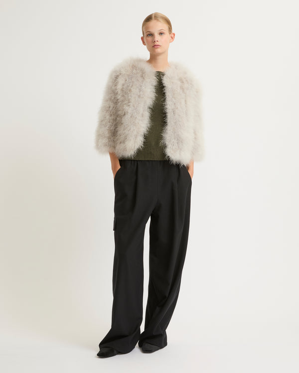 Cropped feather jacket - grey - Yves Salomon