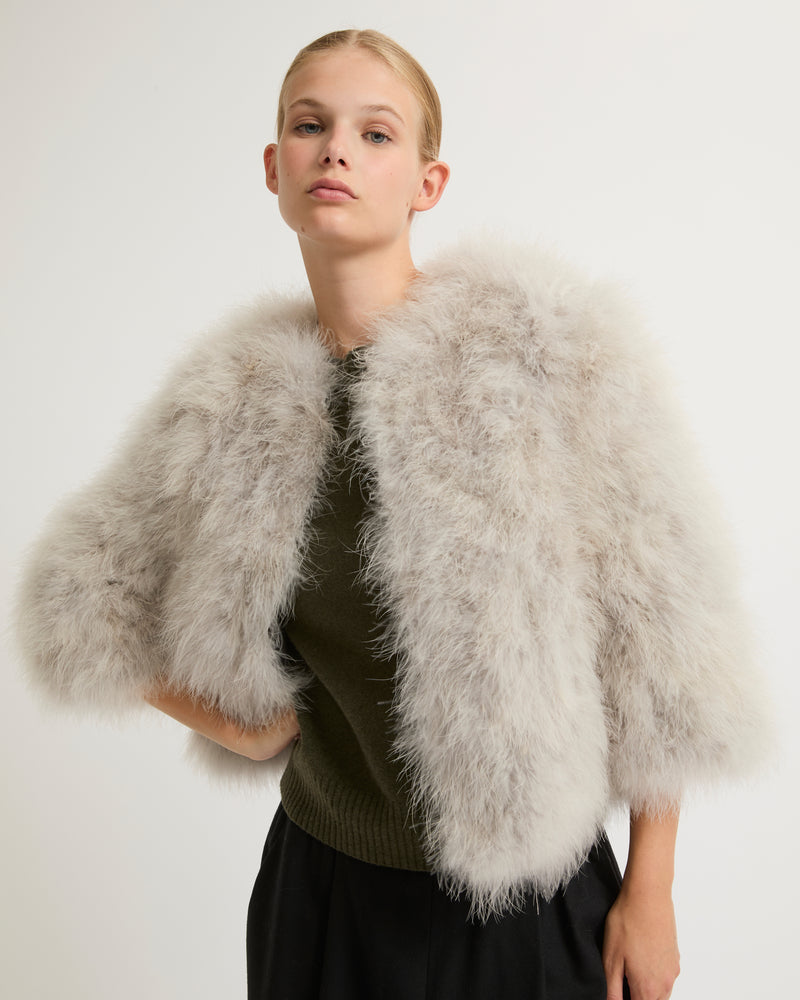 Cropped feather jacket - grey - Yves Salomon