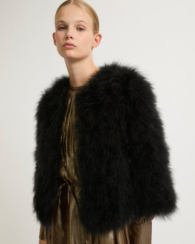 Cropped feather jacket - black - Yves Salomon