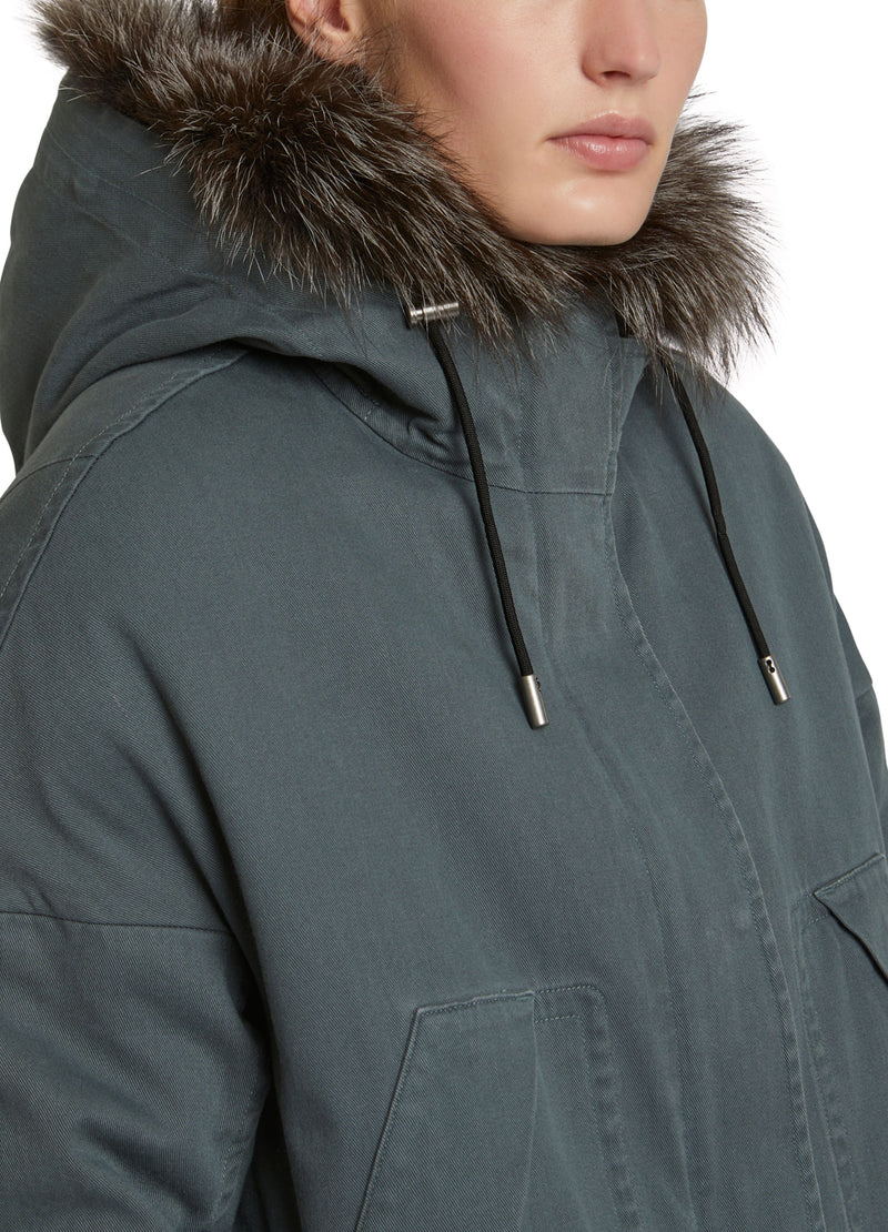 Hooded cotton parka with fox and rabbit fur-Yves Salomon-Winter sale & boxing day