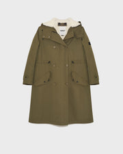 Waterproof cotton blend parka with shearling lining